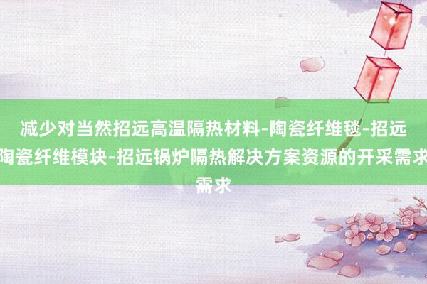 减少对当然招远高温隔热材料-陶瓷纤维毯-招远陶瓷纤维模块-招远锅炉隔热解决方案资源的开采需求